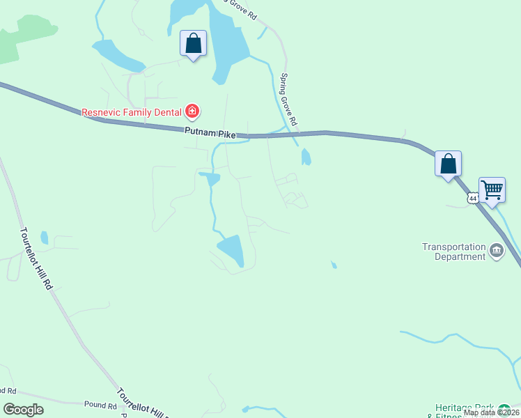 map of restaurants, bars, coffee shops, grocery stores, and more near 55 Blackinton Drive in Glocester