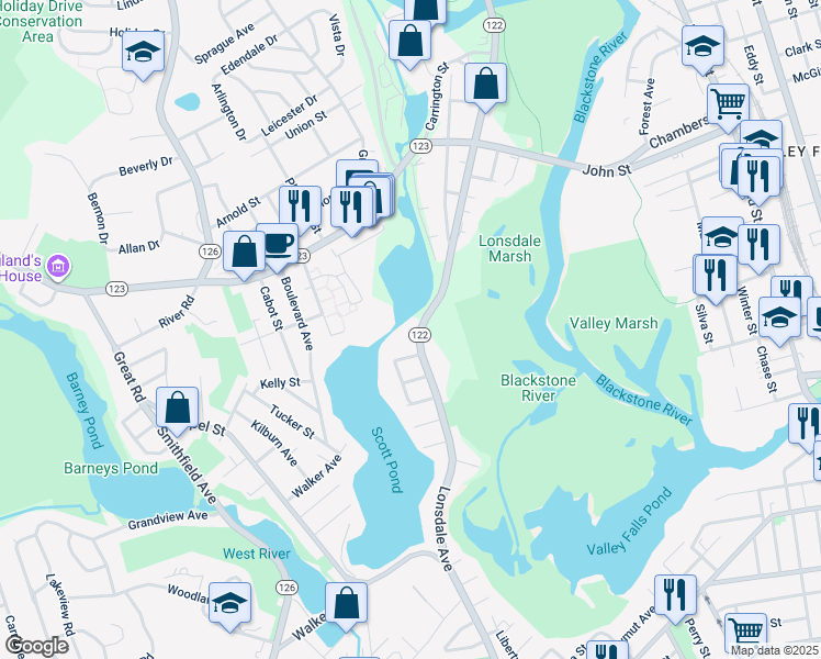 map of restaurants, bars, coffee shops, grocery stores, and more near 1374 Lonsdale Avenue in Lincoln