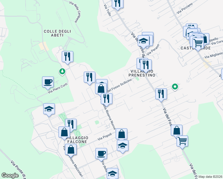 map of restaurants, bars, coffee shops, grocery stores, and more near 14 Via Crecchio in Roma
