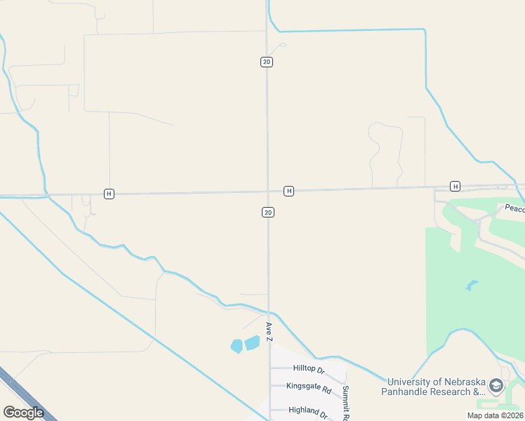 map of restaurants, bars, coffee shops, grocery stores, and more near 80001-80097 County Road 20 in Scottsbluff