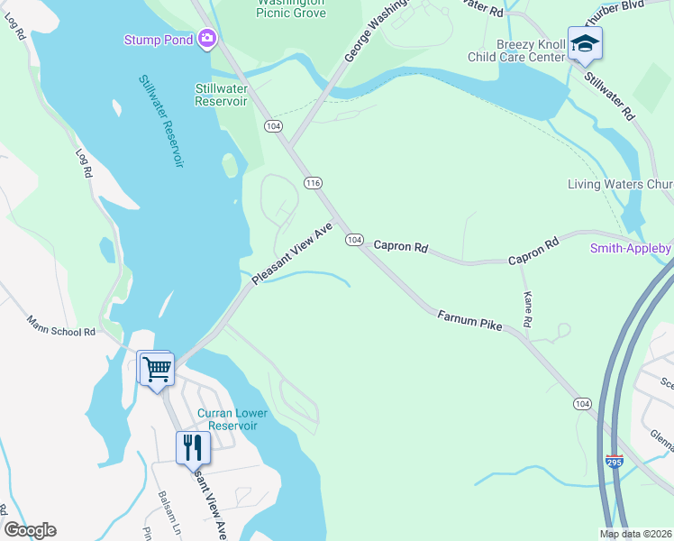 map of restaurants, bars, coffee shops, grocery stores, and more near 258 Farnum Pike in Smithfield