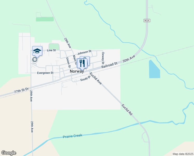 map of restaurants, bars, coffee shops, grocery stores, and more near 115 Euclid Avenue in Norway