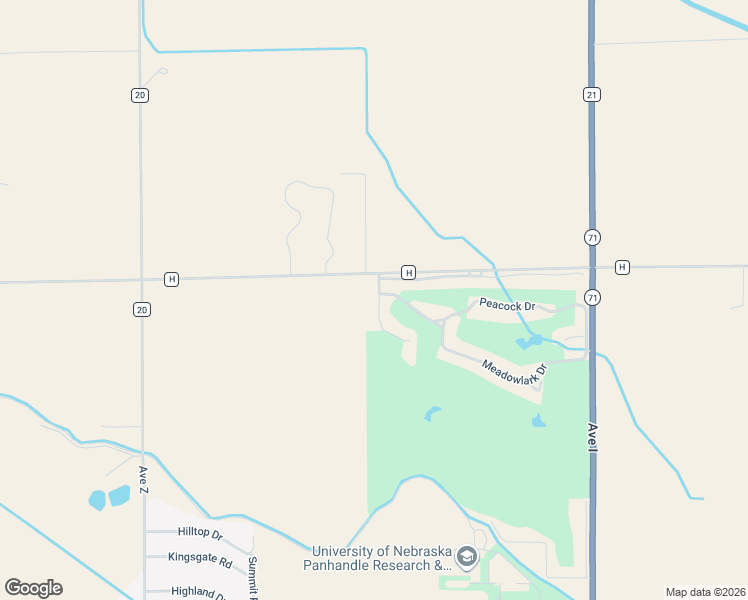 map of restaurants, bars, coffee shops, grocery stores, and more near 1510 Mockingbird Drive in Scottsbluff