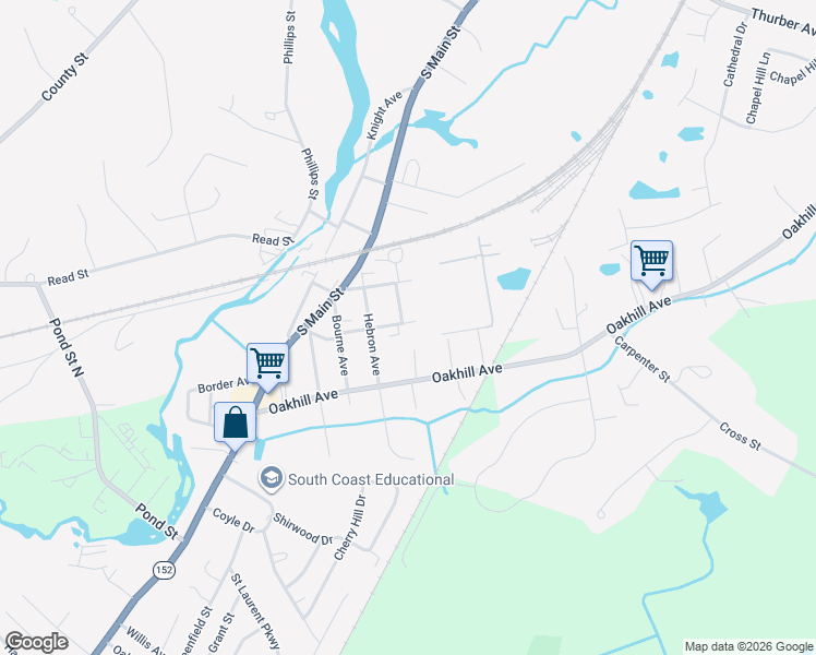 map of restaurants, bars, coffee shops, grocery stores, and more near 65 Bliss Avenue in Attleboro