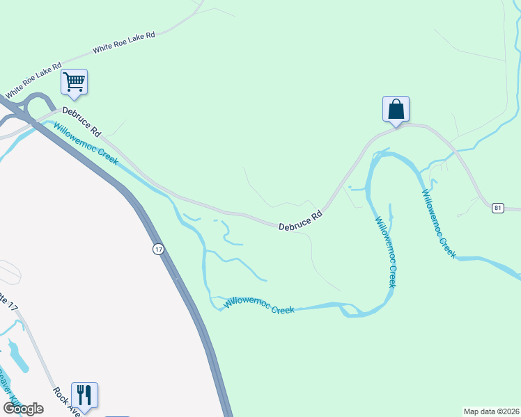 map of restaurants, bars, coffee shops, grocery stores, and more near 213 Debruce Road in Livingston Manor