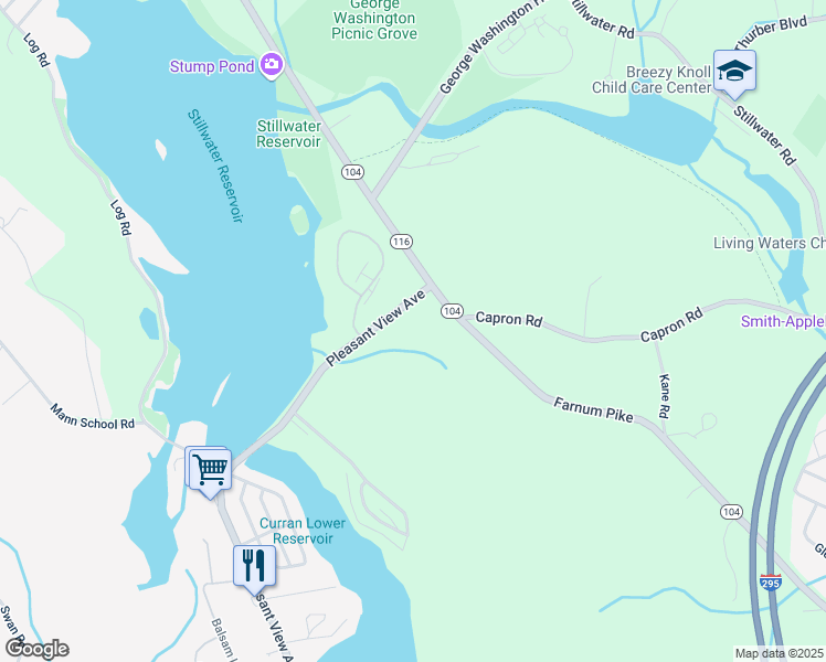 map of restaurants, bars, coffee shops, grocery stores, and more near 258 Farnum Pike in Smithfield