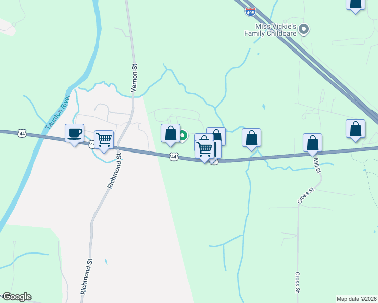 map of restaurants, bars, coffee shops, grocery stores, and more near 10 Harding Street in Lakeville