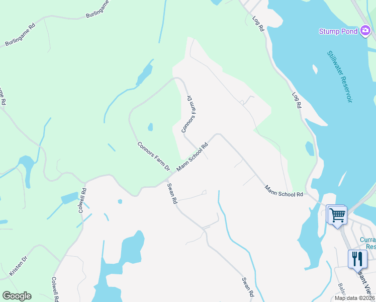 map of restaurants, bars, coffee shops, grocery stores, and more near 89 Mann School Rd in Smithfield