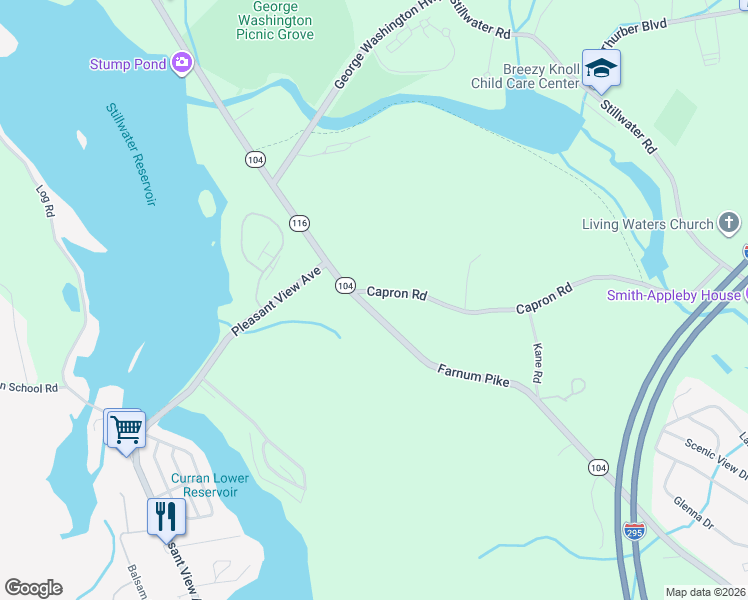 map of restaurants, bars, coffee shops, grocery stores, and more near 249 Farnum Pike in Smithfield