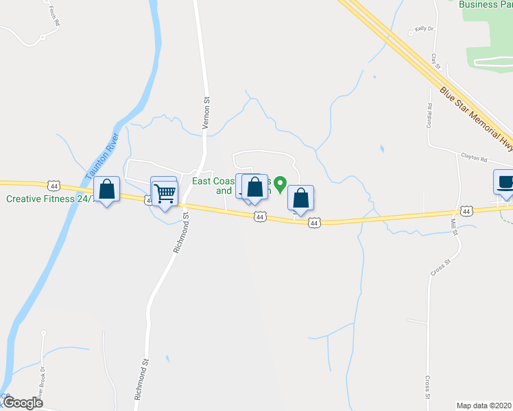 map of restaurants, bars, coffee shops, grocery stores, and more near 12 Harding Street in Lakeville