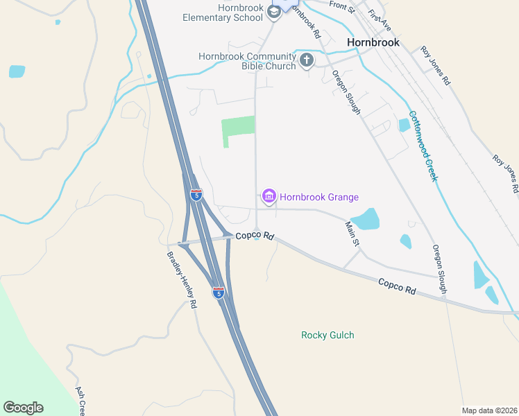 map of restaurants, bars, coffee shops, grocery stores, and more near 119-199 Main Street in Hornbrook