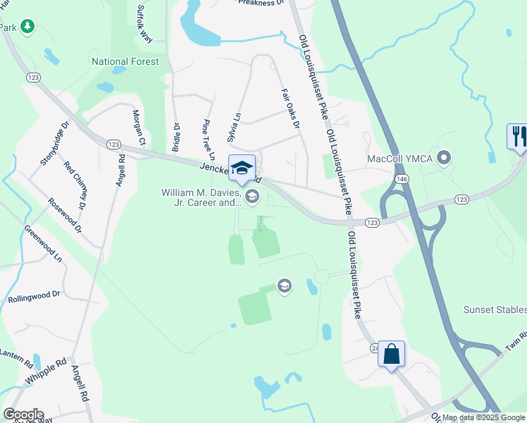 map of restaurants, bars, coffee shops, grocery stores, and more near 50 Jenckes Hill Road in Lincoln