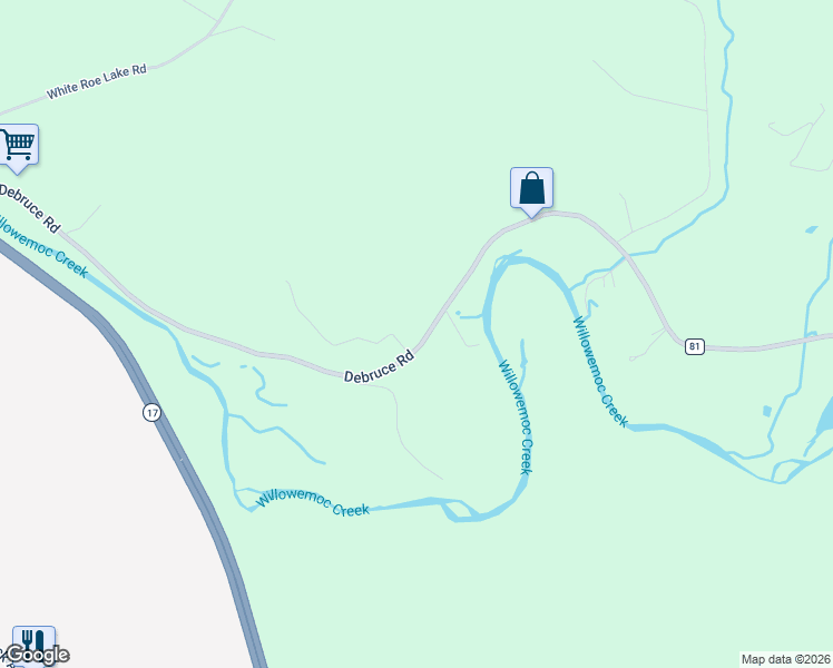 map of restaurants, bars, coffee shops, grocery stores, and more near 287 Debruce Road in Livingston Manor