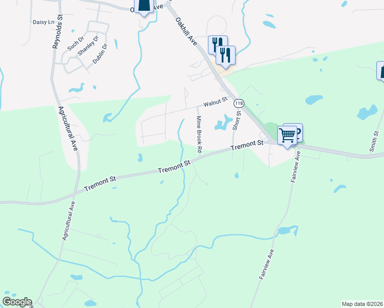 map of restaurants, bars, coffee shops, grocery stores, and more near 374 Tremont Street in Rehoboth