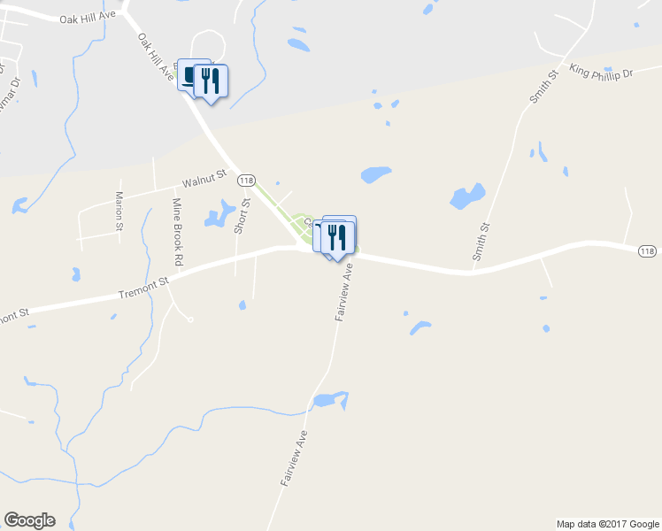 map of restaurants, bars, coffee shops, grocery stores, and more near 319 Tremont Street in Rehoboth