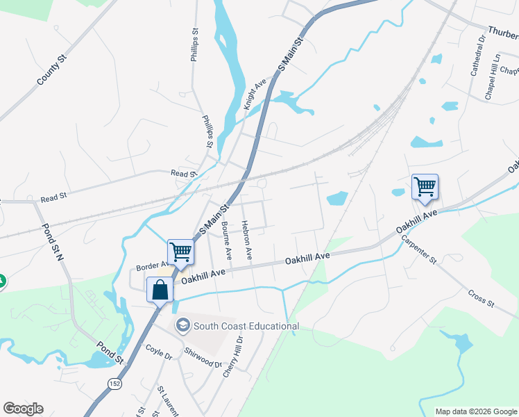map of restaurants, bars, coffee shops, grocery stores, and more near 54 Hebron Avenue in Attleboro
