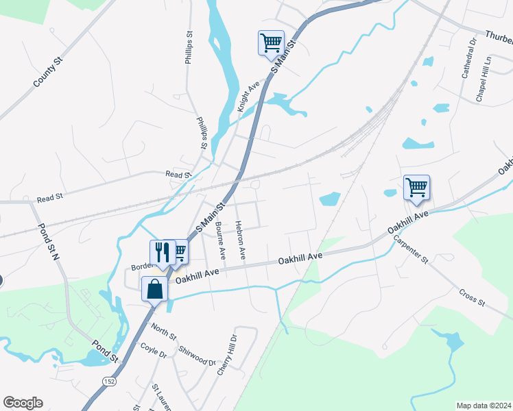 map of restaurants, bars, coffee shops, grocery stores, and more near 12 Carpenter Avenue in Attleboro