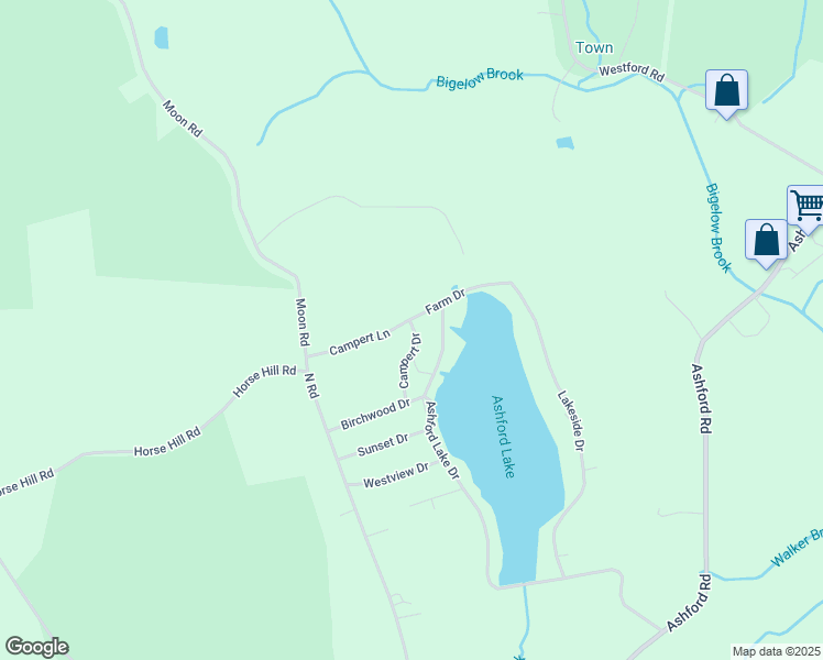 map of restaurants, bars, coffee shops, grocery stores, and more near 33 Campert Dr in Ashford