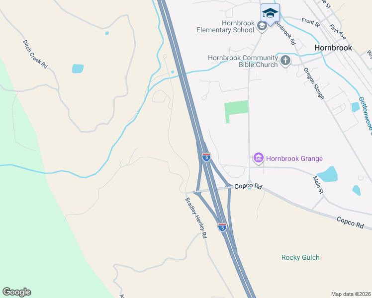 map of restaurants, bars, coffee shops, grocery stores, and more near 14638 Bradley-Henley Road in Hornbrook