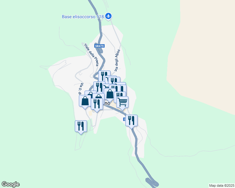 map of restaurants, bars, coffee shops, grocery stores, and more near 43 Strada Silla in Scanno