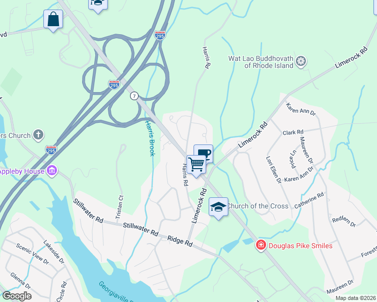 map of restaurants, bars, coffee shops, grocery stores, and more near in Smithfield