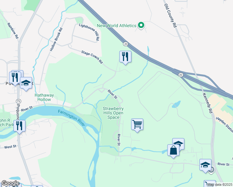 map of restaurants, bars, coffee shops, grocery stores, and more near 234 Eastwood Circle in Windsor