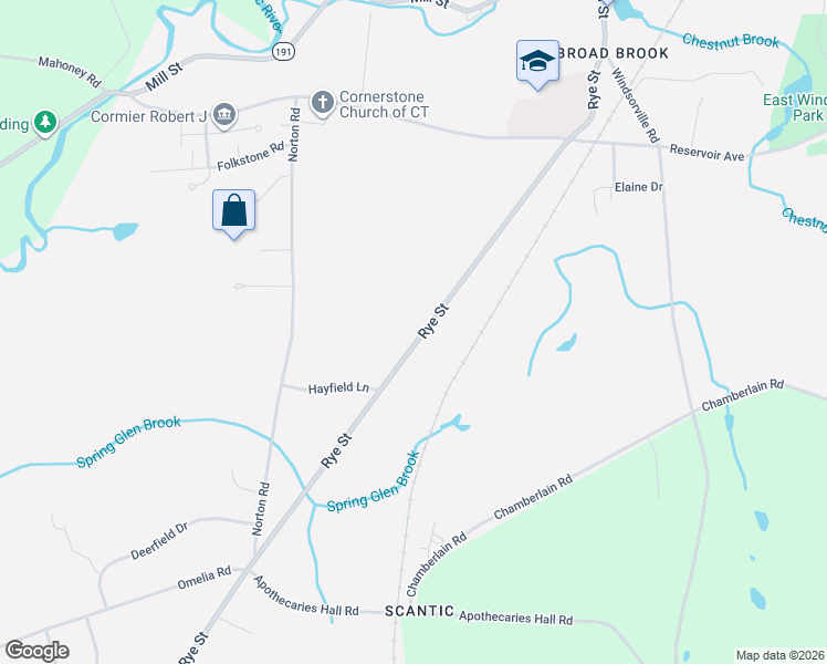 map of restaurants, bars, coffee shops, grocery stores, and more near 78 Rye Street in East Windsor