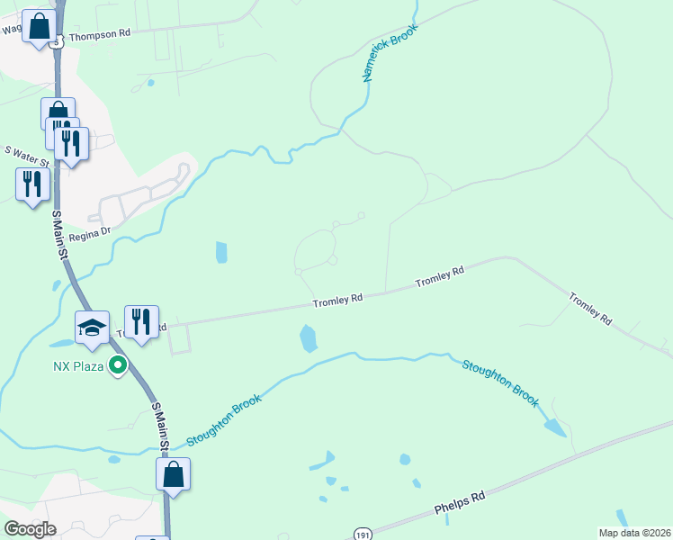 map of restaurants, bars, coffee shops, grocery stores, and more near 14 Old Barn Road in East Windsor