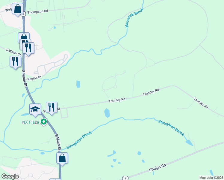 map of restaurants, bars, coffee shops, grocery stores, and more near 14 Old Barn Road in East Windsor