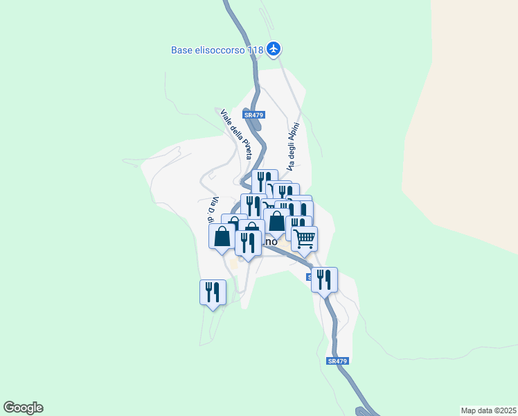 map of restaurants, bars, coffee shops, grocery stores, and more near 74 Via degli Alpini in Scanno