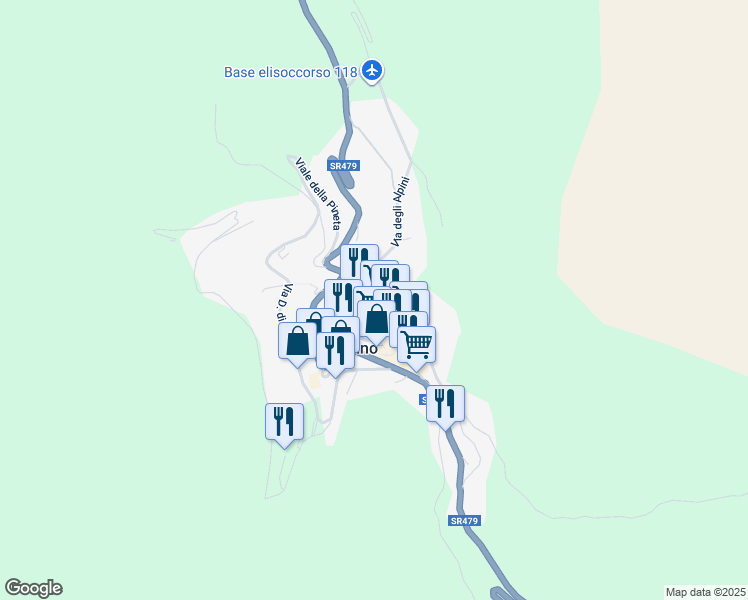 map of restaurants, bars, coffee shops, grocery stores, and more near 24 Strada dei Pescatori in Scanno
