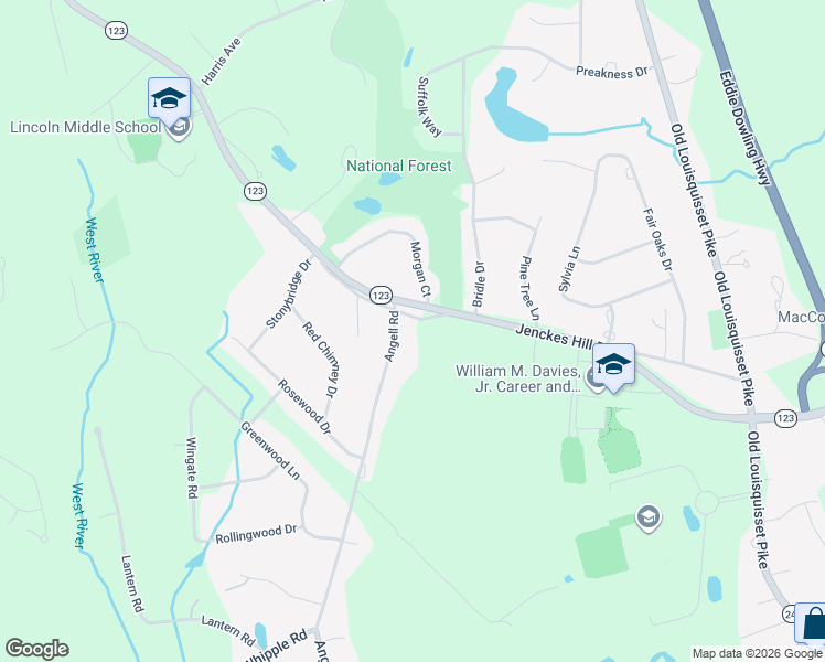 map of restaurants, bars, coffee shops, grocery stores, and more near 18 Angell Road in Lincoln