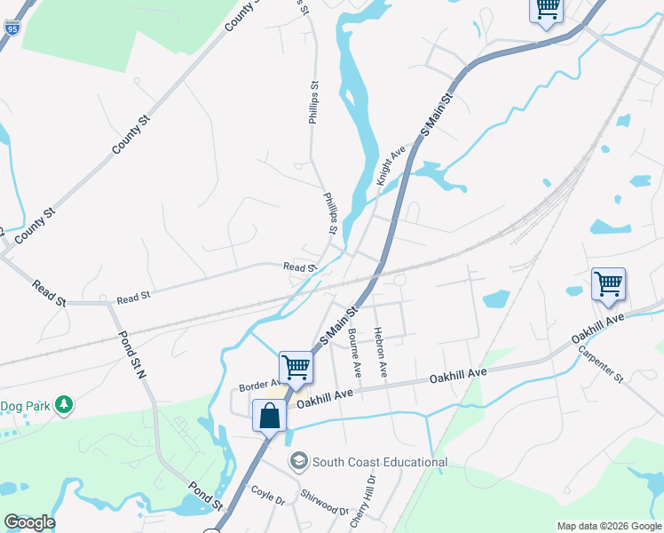 map of restaurants, bars, coffee shops, grocery stores, and more near 193 Knight Avenue in Attleboro