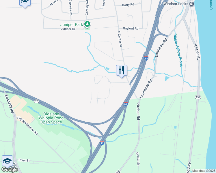 map of restaurants, bars, coffee shops, grocery stores, and more near 204 Oak Ridge Drive in Windsor Locks