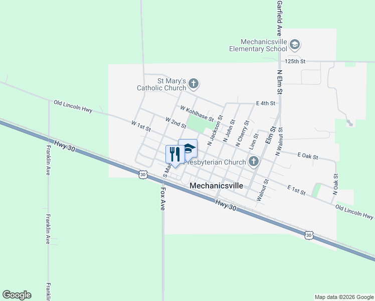 map of restaurants, bars, coffee shops, grocery stores, and more near 108 1st Street in Mechanicsville