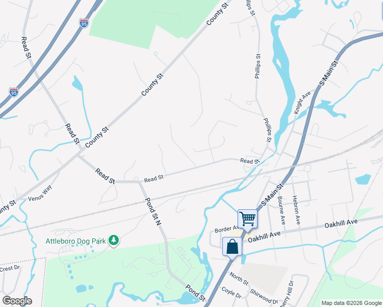 map of restaurants, bars, coffee shops, grocery stores, and more near 27 Sagewood Circle in Attleboro
