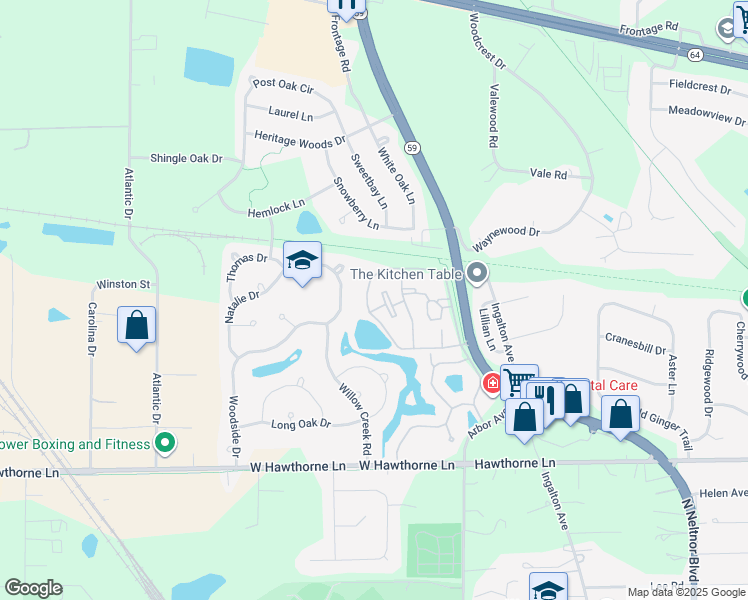 map of restaurants, bars, coffee shops, grocery stores, and more near 1224 South Kings Cross in West Chicago