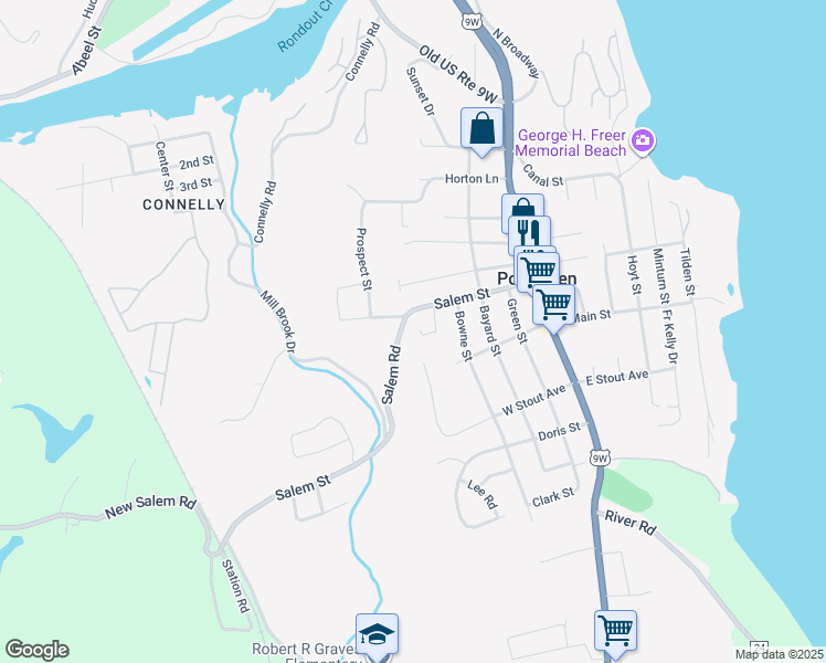 map of restaurants, bars, coffee shops, grocery stores, and more near 202 Quarry Street in Port Ewen