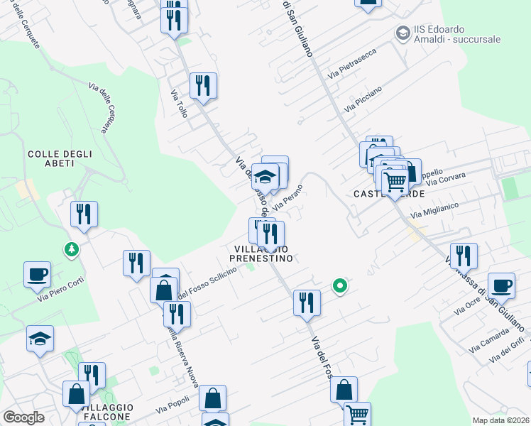 map of restaurants, bars, coffee shops, grocery stores, and more near 432-436 Via Fosso dell'Osa in Roma
