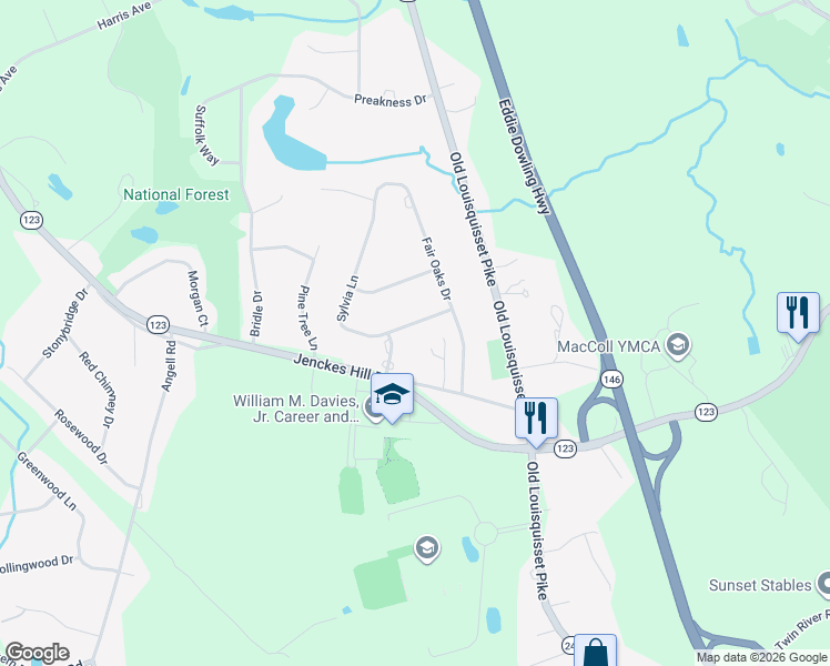 map of restaurants, bars, coffee shops, grocery stores, and more near 6 Sylvia Ln in Lincoln