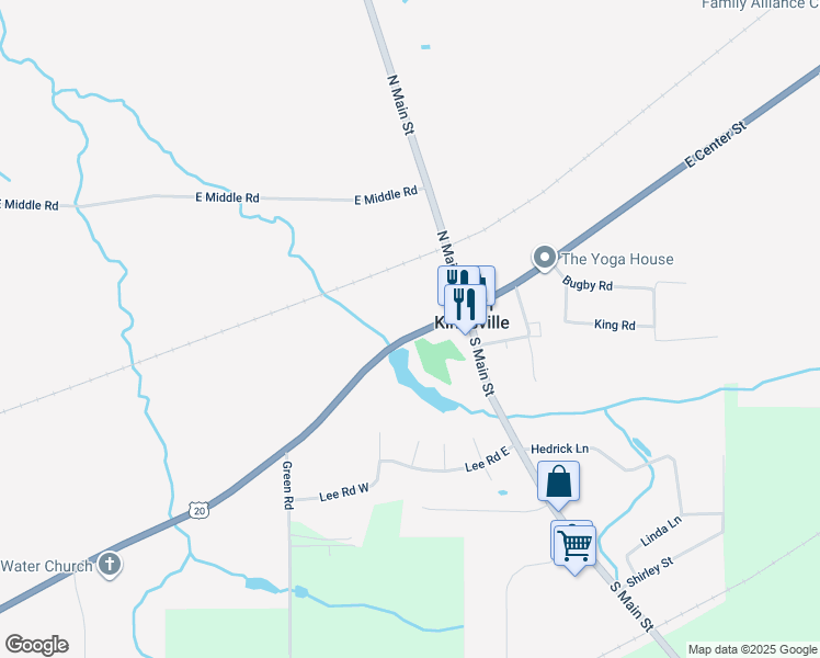 map of restaurants, bars, coffee shops, grocery stores, and more near 2633 West Center Street in Ashtabula