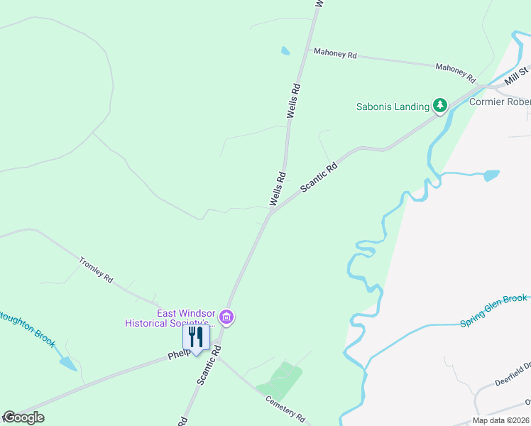 map of restaurants, bars, coffee shops, grocery stores, and more near 82 Wells Road in East Windsor