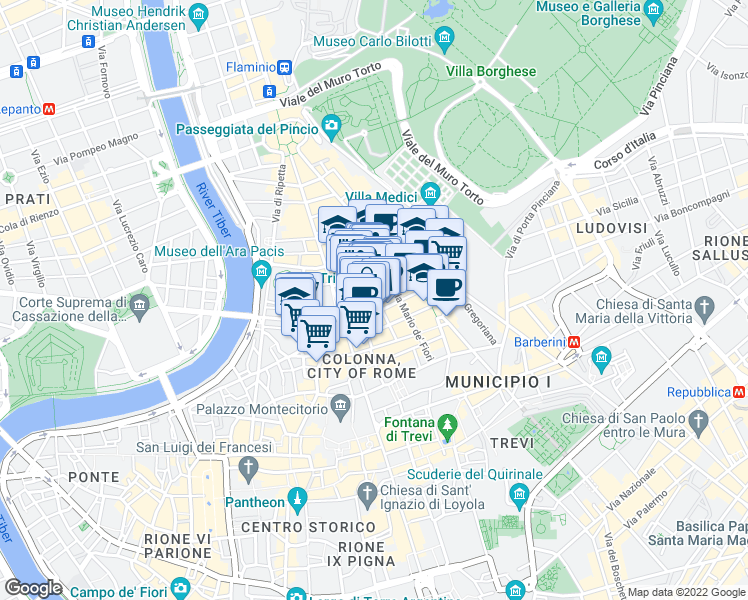map of restaurants, bars, coffee shops, grocery stores, and more near 23-27 Via Bocca di Leone in Roma
