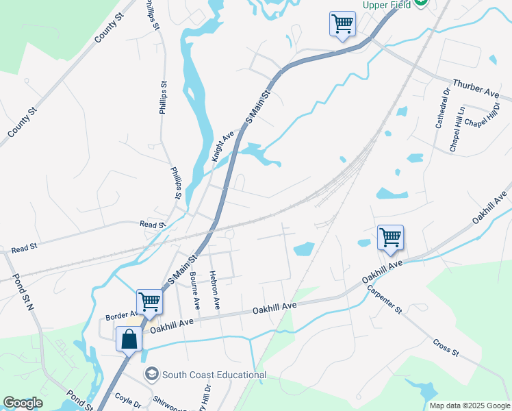 map of restaurants, bars, coffee shops, grocery stores, and more near 55 Fuller Avenue in Attleboro