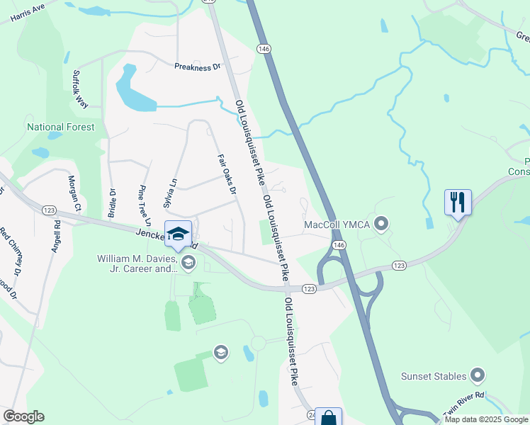 map of restaurants, bars, coffee shops, grocery stores, and more near 1804 Old Louisquisset Pike in Lincoln