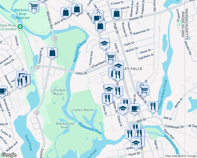 map of restaurants, bars, coffee shops, grocery stores, and more near 26 Geldard Street in Cumberland