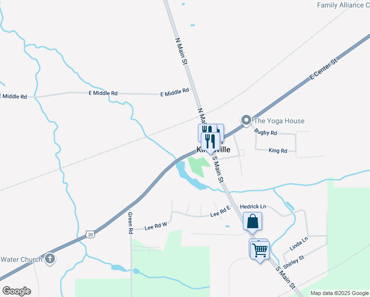 map of restaurants, bars, coffee shops, grocery stores, and more near 2633 West Center Street in Ashtabula