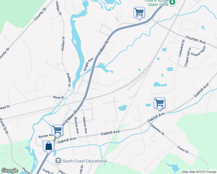 map of restaurants, bars, coffee shops, grocery stores, and more near 55 Fuller Avenue in Attleboro