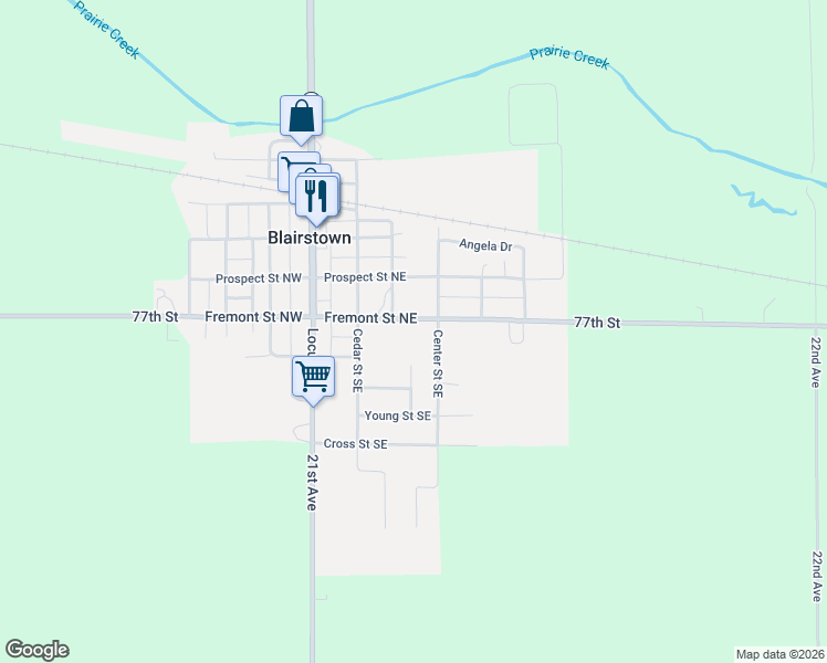 map of restaurants, bars, coffee shops, grocery stores, and more near 304 Fremont Street Northeast in Blairstown