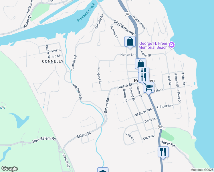 map of restaurants, bars, coffee shops, grocery stores, and more near 202 Quarry Street in Port Ewen